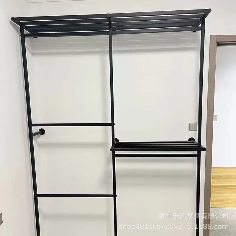 Customized bedroom cloakroom hanger on the wall Metal wardrobe Household hanging clothes rack Wall assembly coat rack
