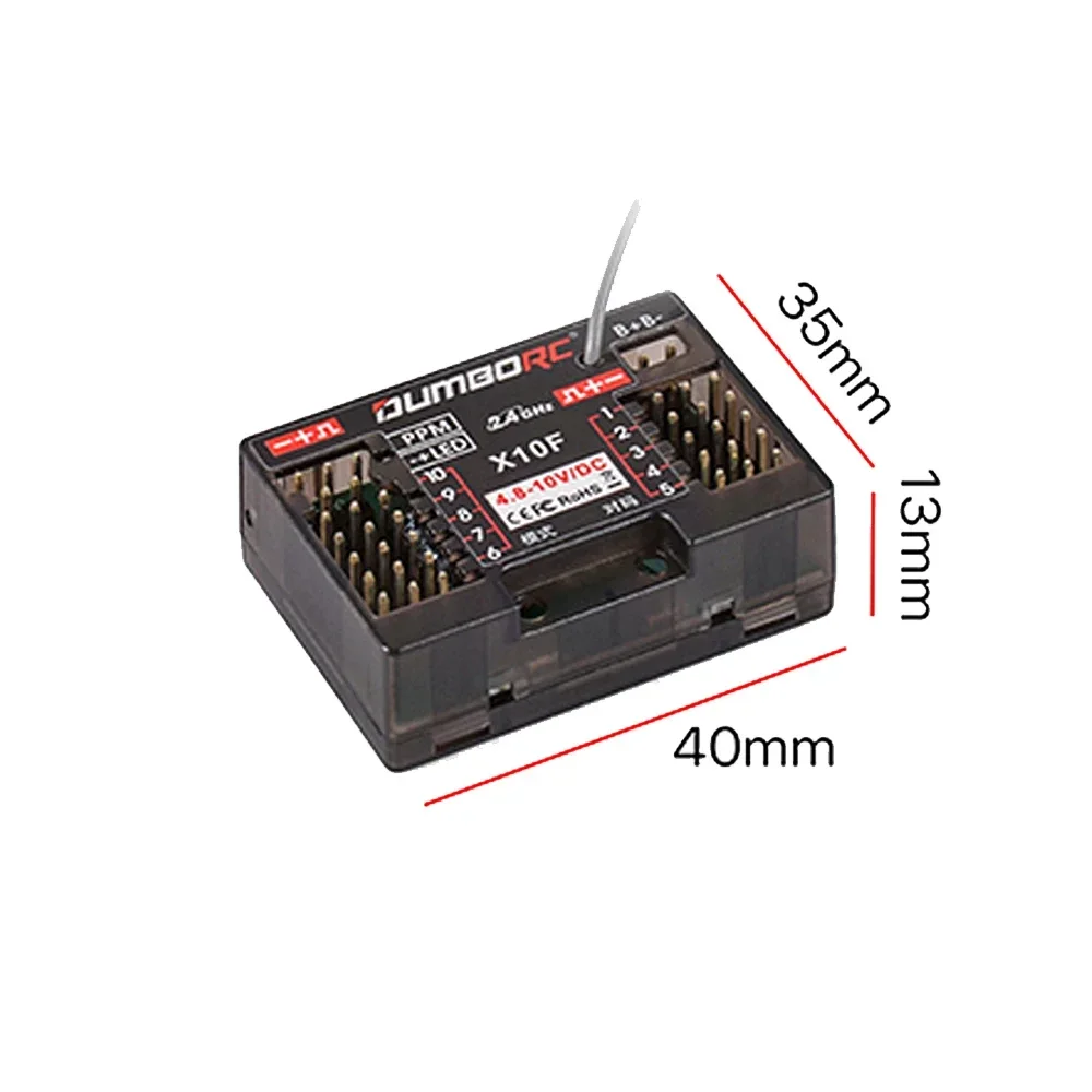 Dumborc X10f 10ch 4.8-10V Spanningsretourontvanger Voor DDF-350 X10P-350 Zender Afstandsbediening Rc Auto Boot Tank Model Speelgoed