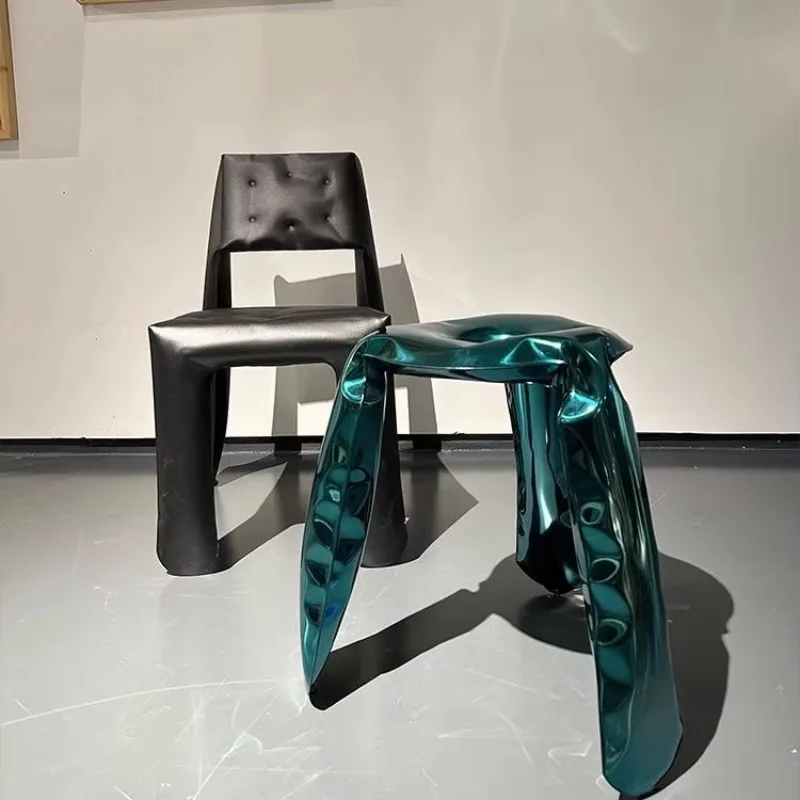 

Modern balloon stool blowing creative personality low stool living room minimalist stainless steel color shoe changing stool