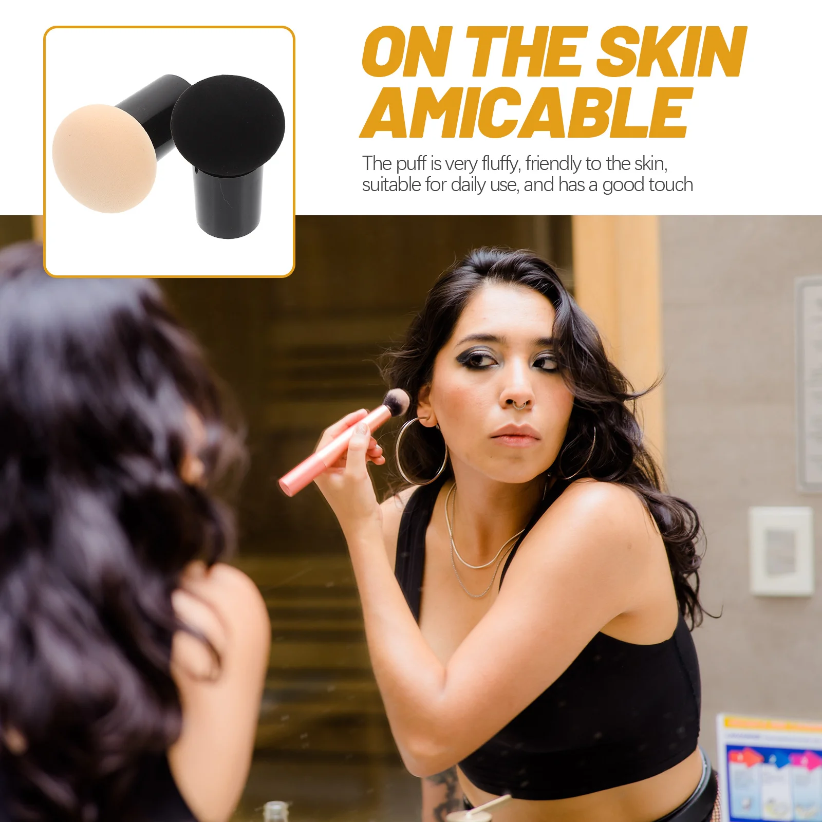 2 قطعة ماكياج صغير لكريم الأساس وأحمر الخدود مريحة نفخة البودرة للاستخدام اليومي فتاة ماكياج أداة الوجه مسحوق نفخة #6