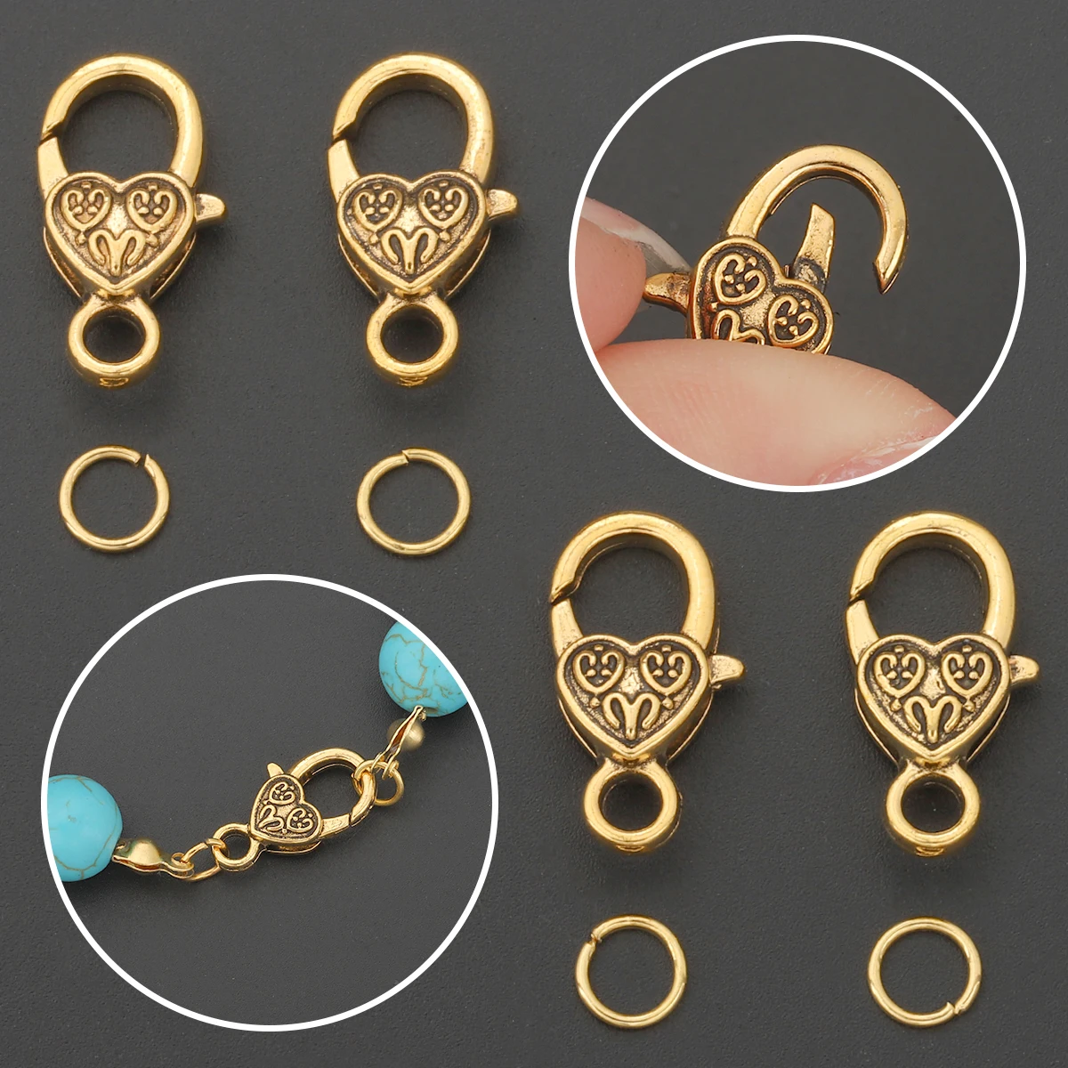 60 PCS Set of Jewelry Clasp Parts - Suitable for DIY Hand Chains, Necklaces, Pendant End Clasps and Jewelry Making