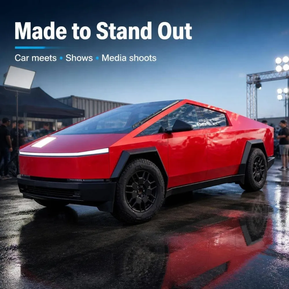 Trimova Vinyl Wrap Kit for Tesla Cybertruck 2024 2026 8.5mil Precut PVC Wrap DIY Wet Install Exterior Restyle Flame Red