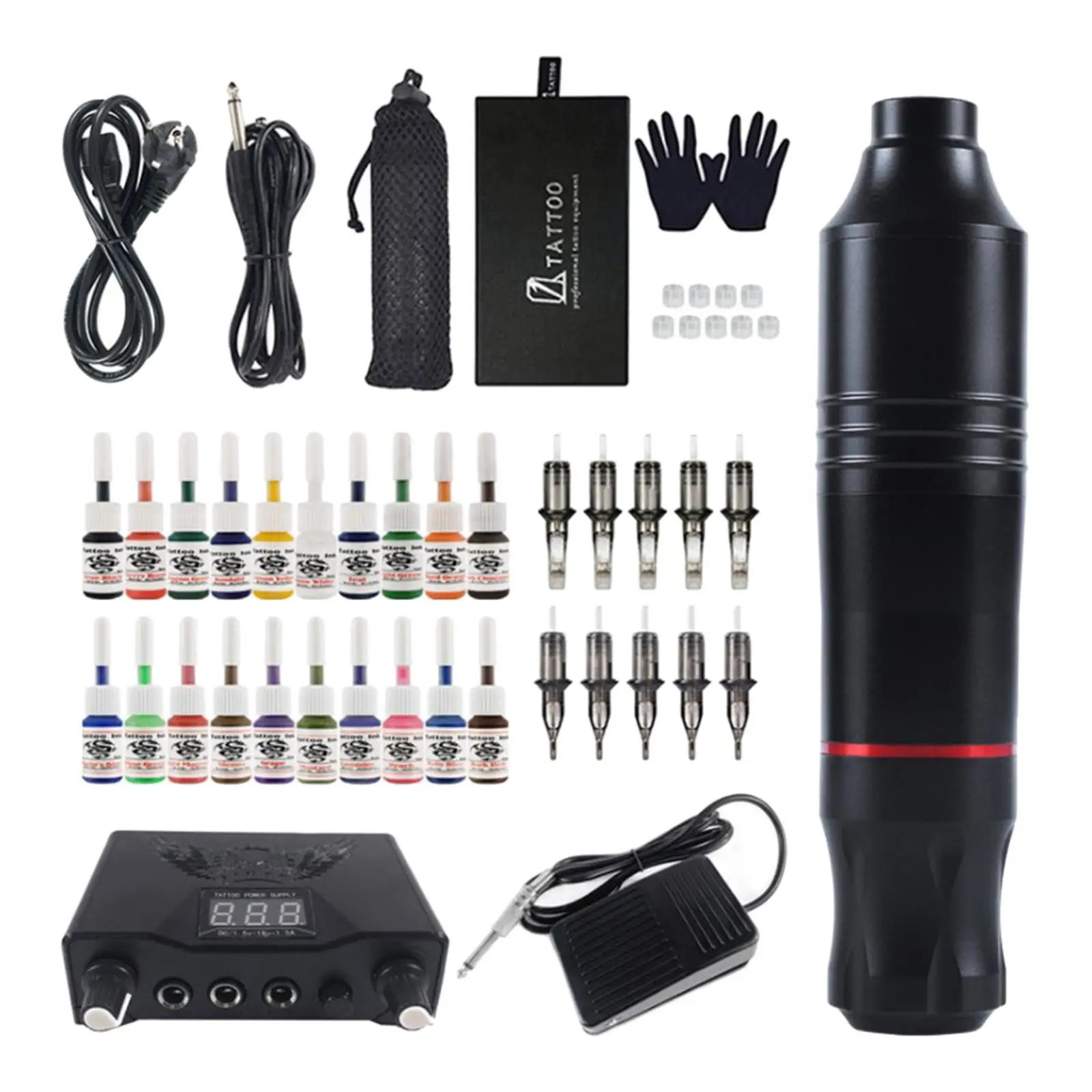 

Профессиональный набор роторных машинок для татуировок с картриджами для начинающих татуировщиков - вилка стандарта ЕС