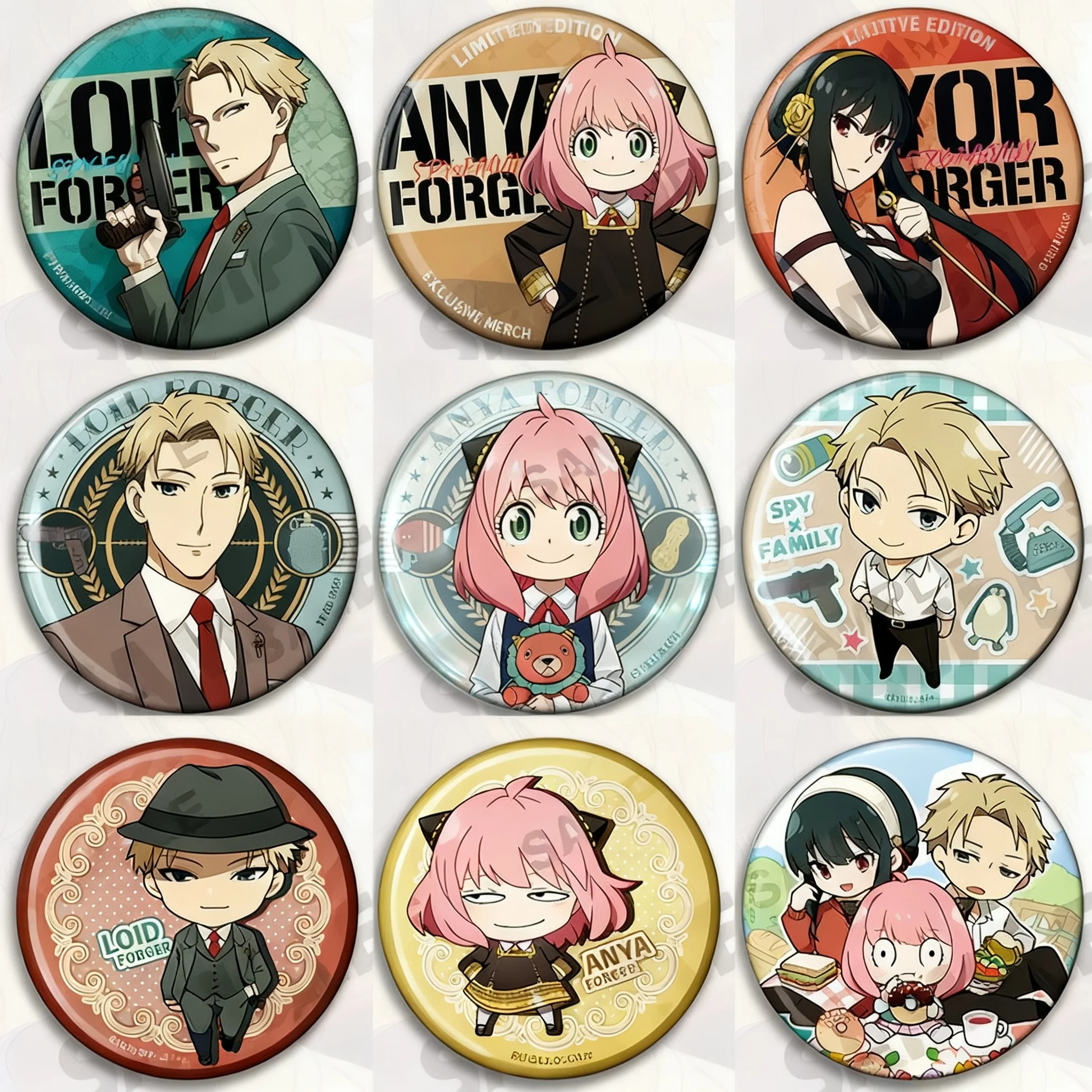

Spy x Family Anime Cosplay Accessories Badge Pin Anya Yor Loid Merchandise Cute Cartoon Keychain Gift for Fans Collection