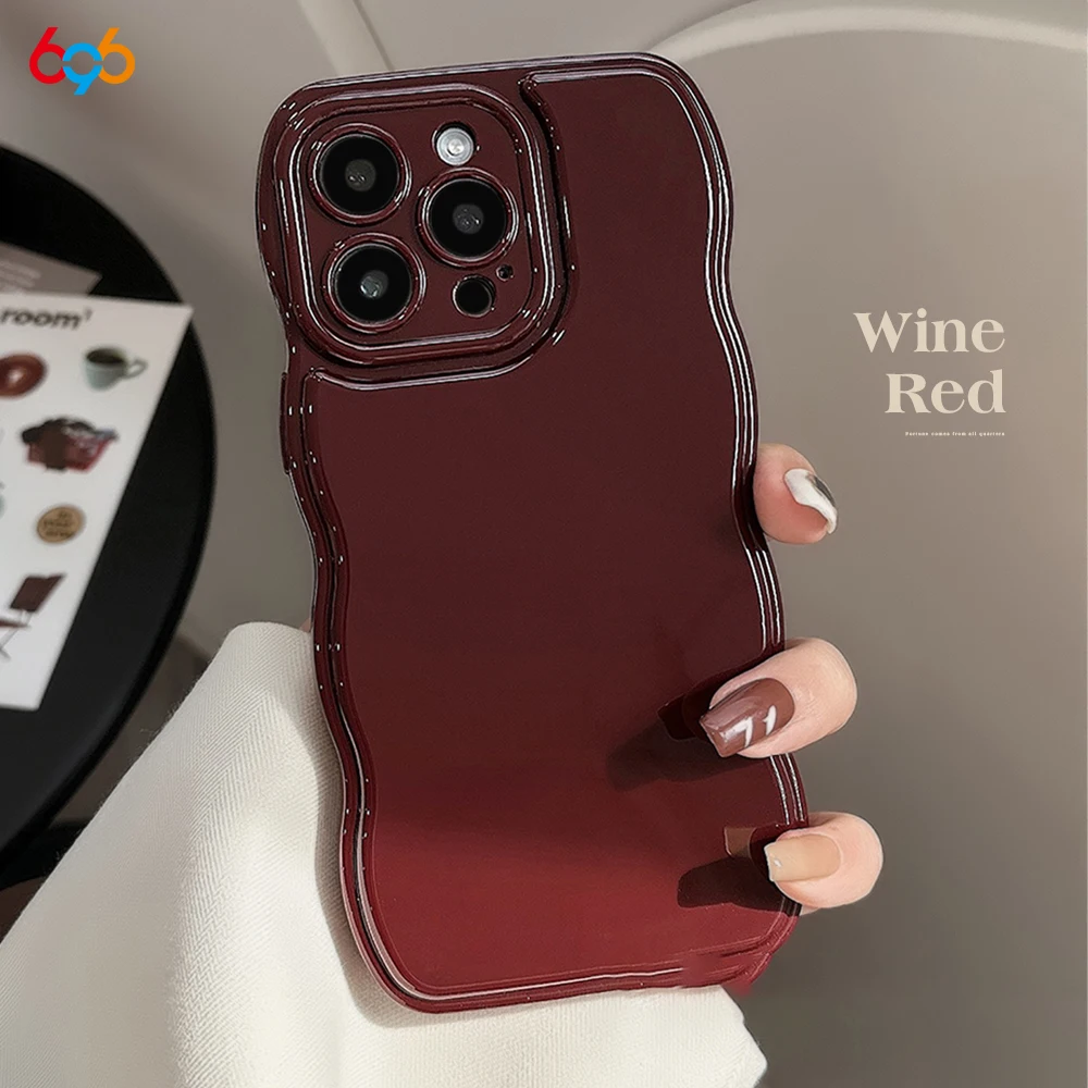 Simple Wave Phone Case Solid Color Air Cushion Silicone Soft Case Anti Drop For iPhone 16 12 13 14 Plus 15 Pro Max Shockproof