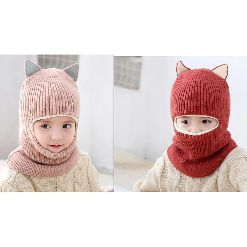 

Woolen Hat Knitted Winter Face Mask One-piece Necessary Warm Scarf