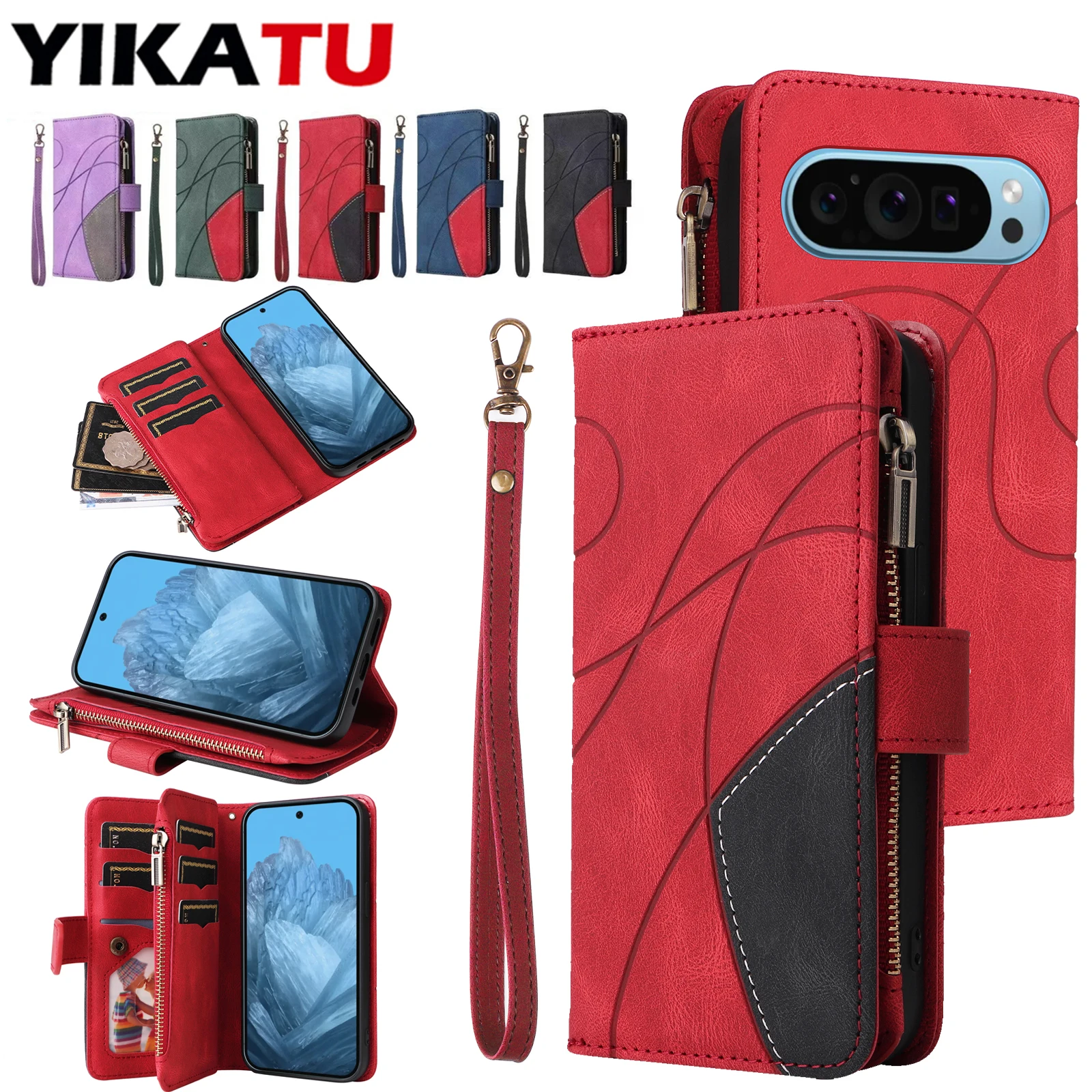 

Multi Card Wallet Case For Google Pixel 6 / 6 Pro / 7 / 7 Pro / 7A / 8 / 8 Pro / 8A / 9 / 9 Pro / 9 Pro XL Leather Coque Cover