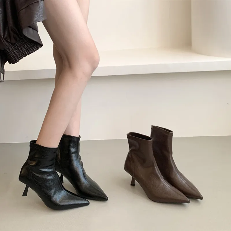 

Bailamos/Новые брендовые женские полусапоги, женские элегантные ботильоны, обувь на тонком среднем каблуке, уличные модельные туфли-лодочки Mujer