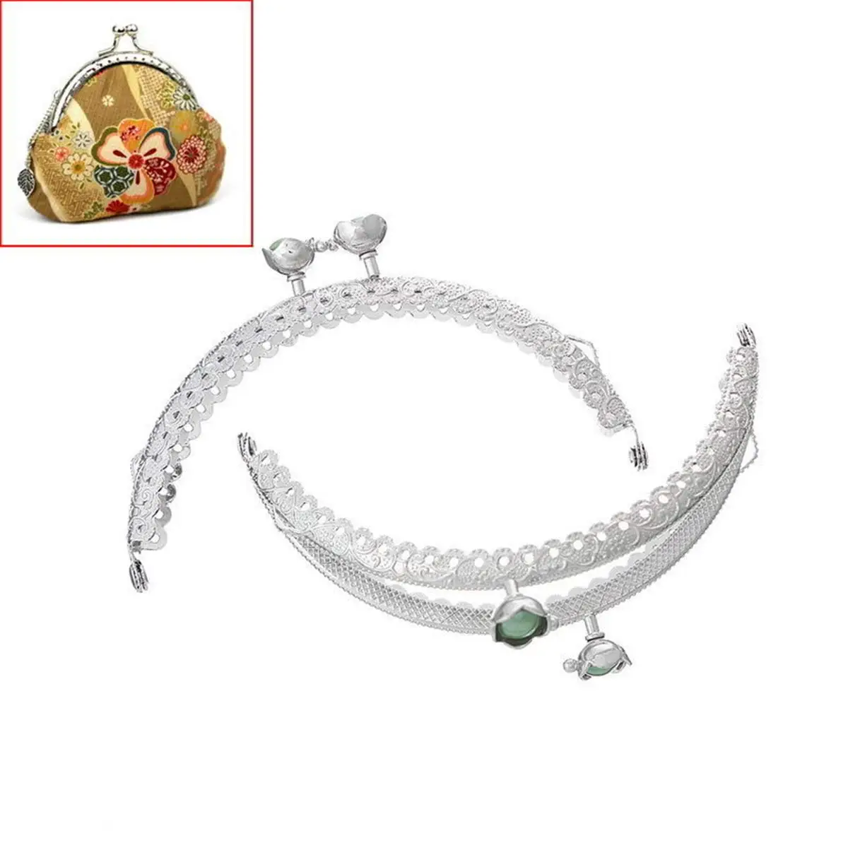 

30Pcs Silver Tone Arch Frame Kiss Clasps 10.5cm Lock Ruffled Colorful Resin Flower Head Purse Bag Buckle Handicrafts Accessories