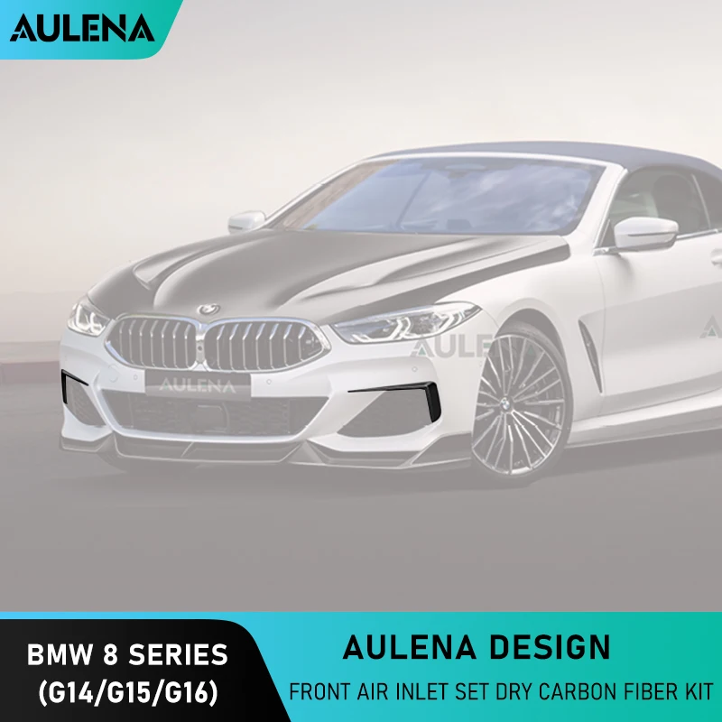 

Aulena Dry Carbon Body Kit Front Air Inlet Set Front Bumper Fins Canards Splitters Aprons Dry Carbon For Bmw 8 SeriesG14 G15 G16