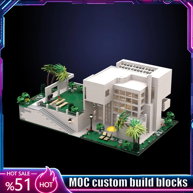4066PCS MOC Modern Architect Villa House Building Model DIY Creative Blocks Architecture Puzzle Collector Home Decoration Gift