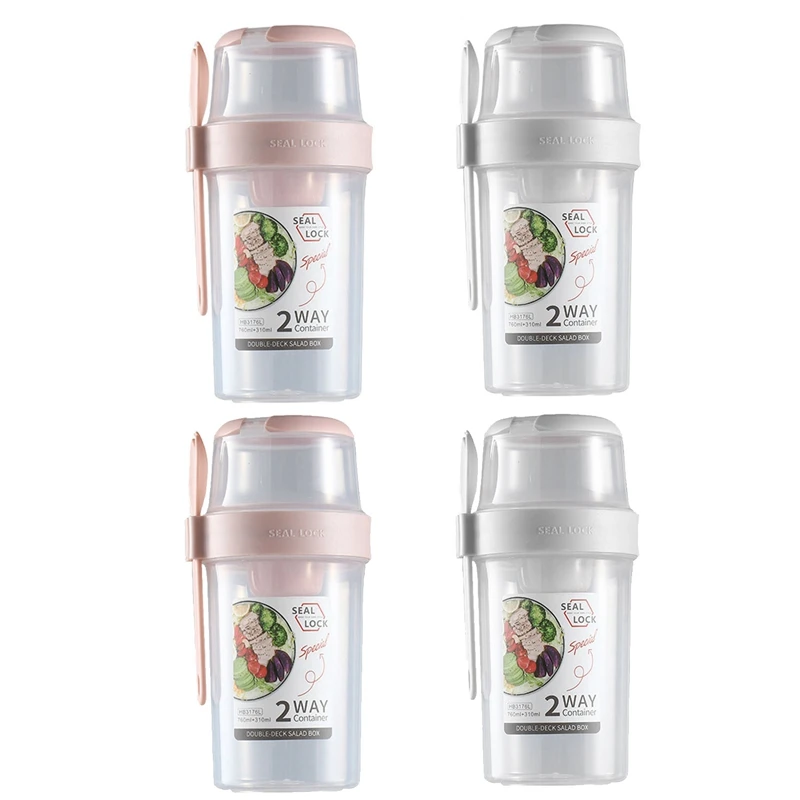 Leak-Proof Overnight Oats Containers With Lids - Yogurt Containers With Lids - Mason Jars Stackable Design, 4-Pack Easy To Use