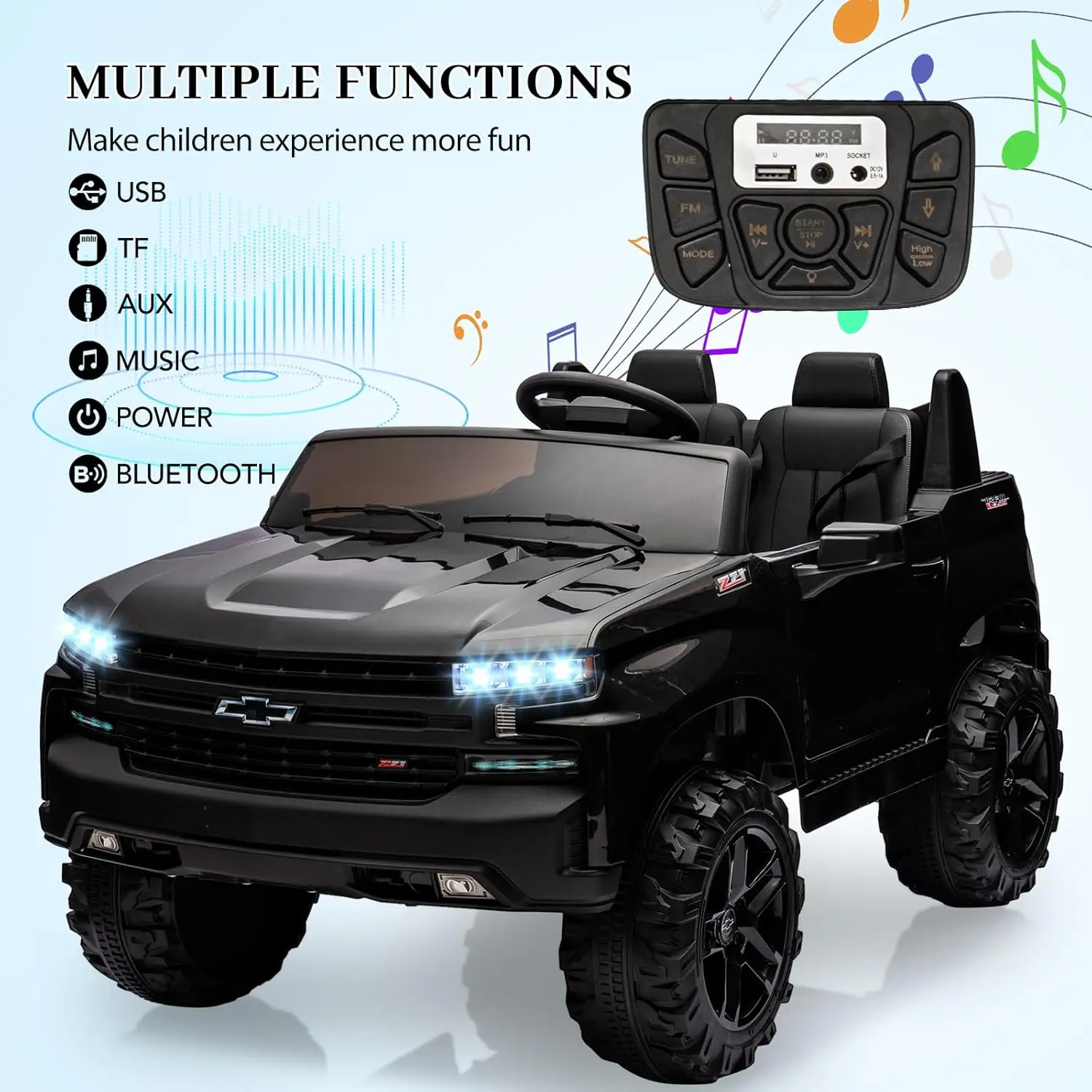 24V 9AH Electric Car for Kids with Remote Control 2 Motors Battery Powered Extra Large Seats LED Headlights Music Ride On Toys