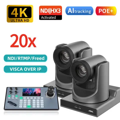 4KP60 NDI PTZ 카메라 20배줌 라이브 카메라 AI 추적 POE 전원 교회 무대 바 라이브 녹화 OBS/vMix/ATEM 호환
