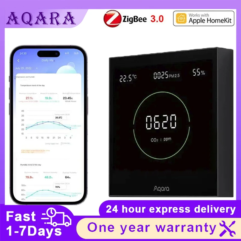 

Original Aqara Air Quality Monitor Panel S1 Omni Directional CO2 PM2.5 Temperature Humidity Monitoring For Homekit Aqara Home AP