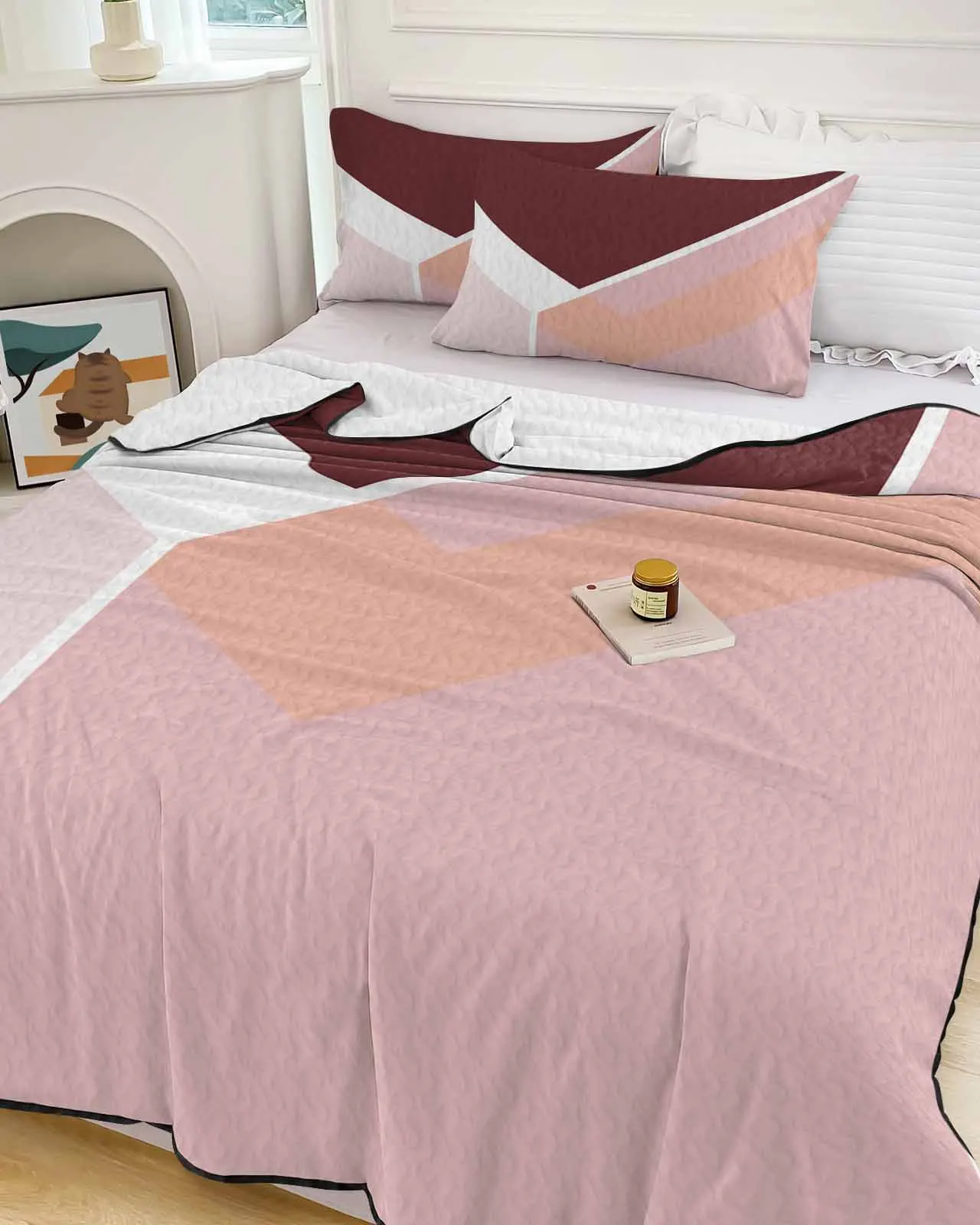 

Abstract Pink Geometry Cooling Blankets Air Condition Comforter Lightweight Summer Quilt for Bed Breathable Soft Thin Quilt