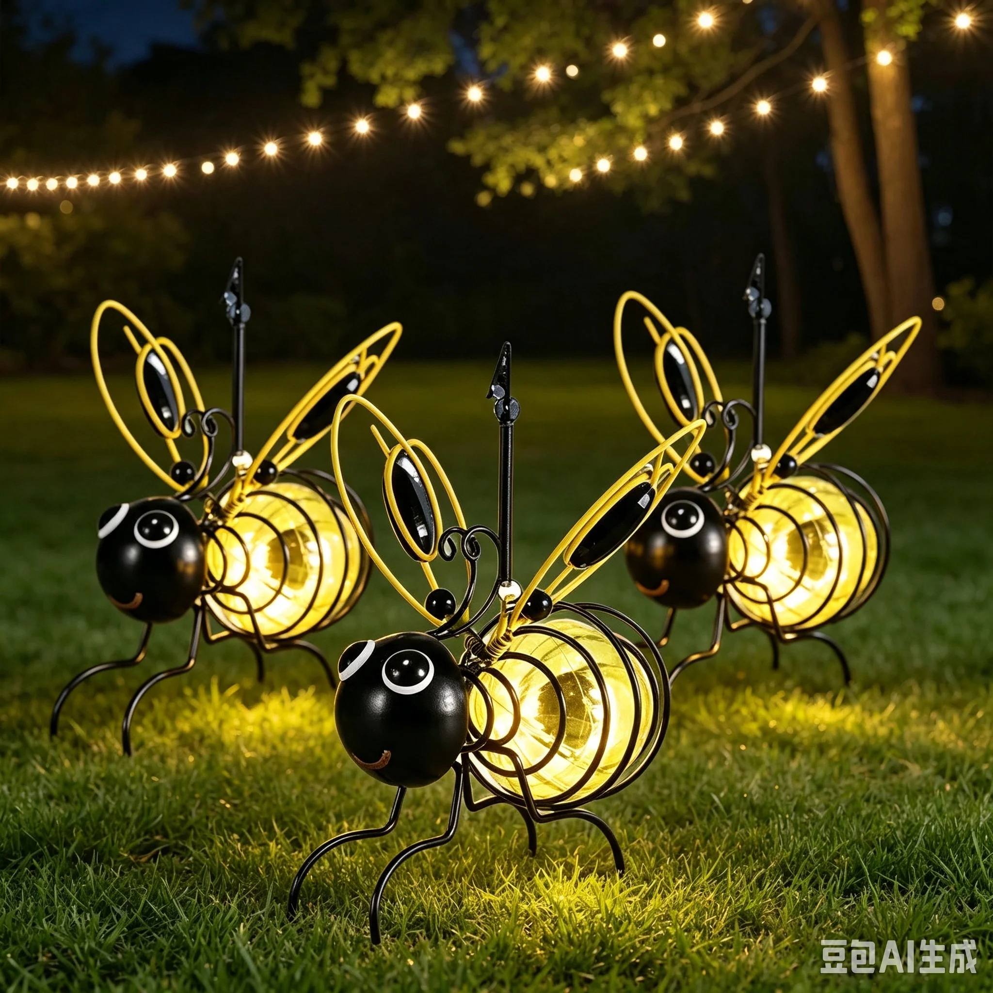 Lighting Bug Decor - Solar Iron Bee Statue Lights Outdoor
