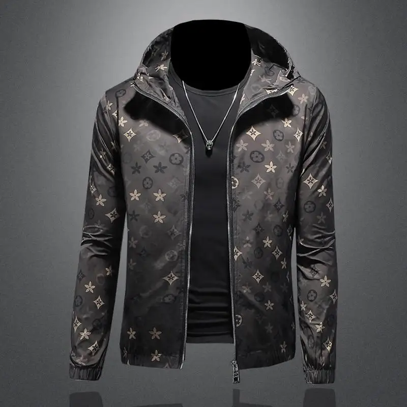 2024 Spring and Autumn New Personalized Printed Men's Thin Hooded Jacket Handsome Versatile Casual Jacket Men