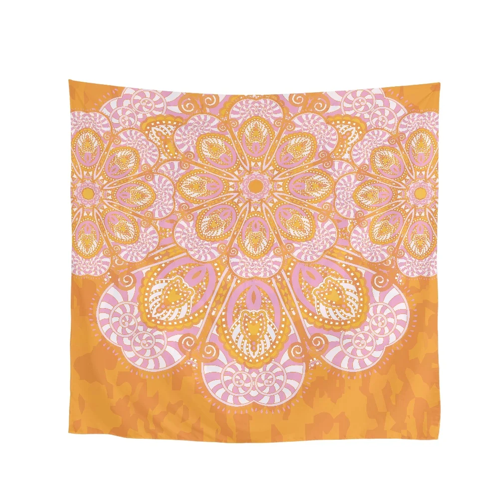 

90*90cm 2022 New Style Mandala Print Summer Silk Scarf Women Turban Headband Large Hijab Square Scarf Shawl for female