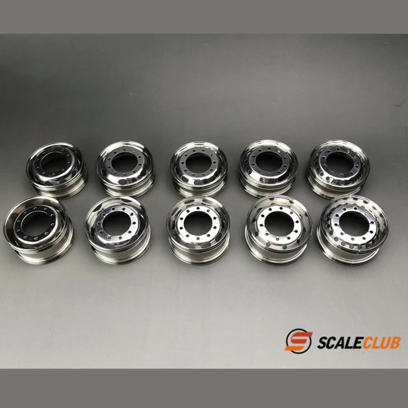 Scaleclub Tamiya 1/14 Metal Wheels 10 big Round Holes Stainless Steel Trailer Dump Truck