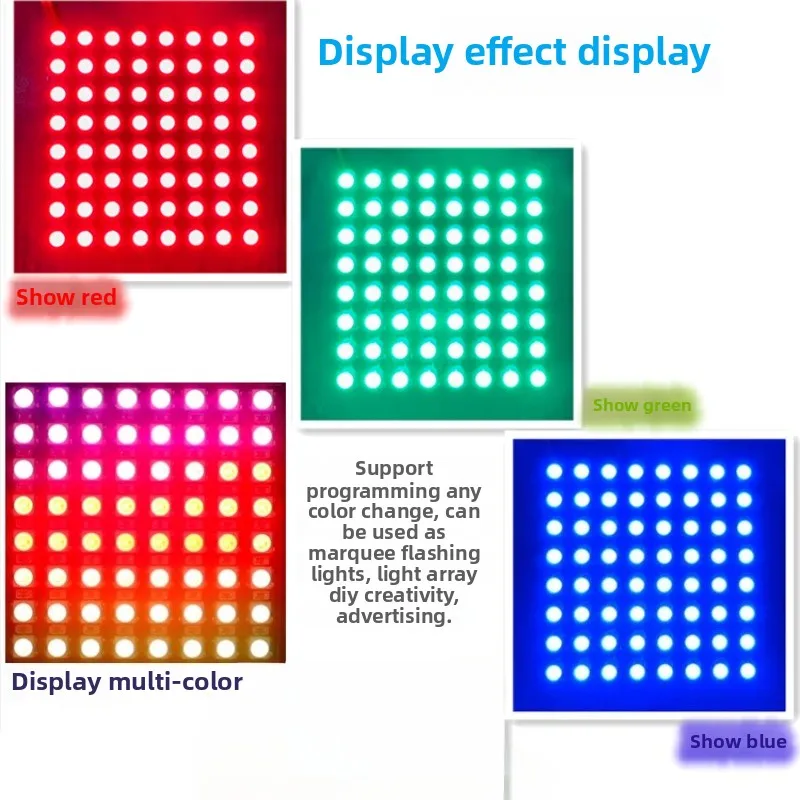 WS2812B 8*8 64 بت كامل اللون 5050 RGB LED مصباح لوحة ضوء جديد WS2812 LED 5050 RGB 8x8 LED مصفوفة لاردوينو