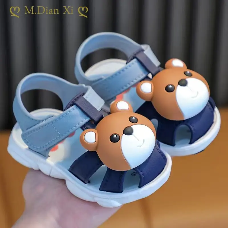 Baby Summer Cute Rabbit Bear Boys Girl\'s Sandals Kids Cartoon PVC Non Slip Sandals Children Soft Bottom Hook Loop Beach Shoes