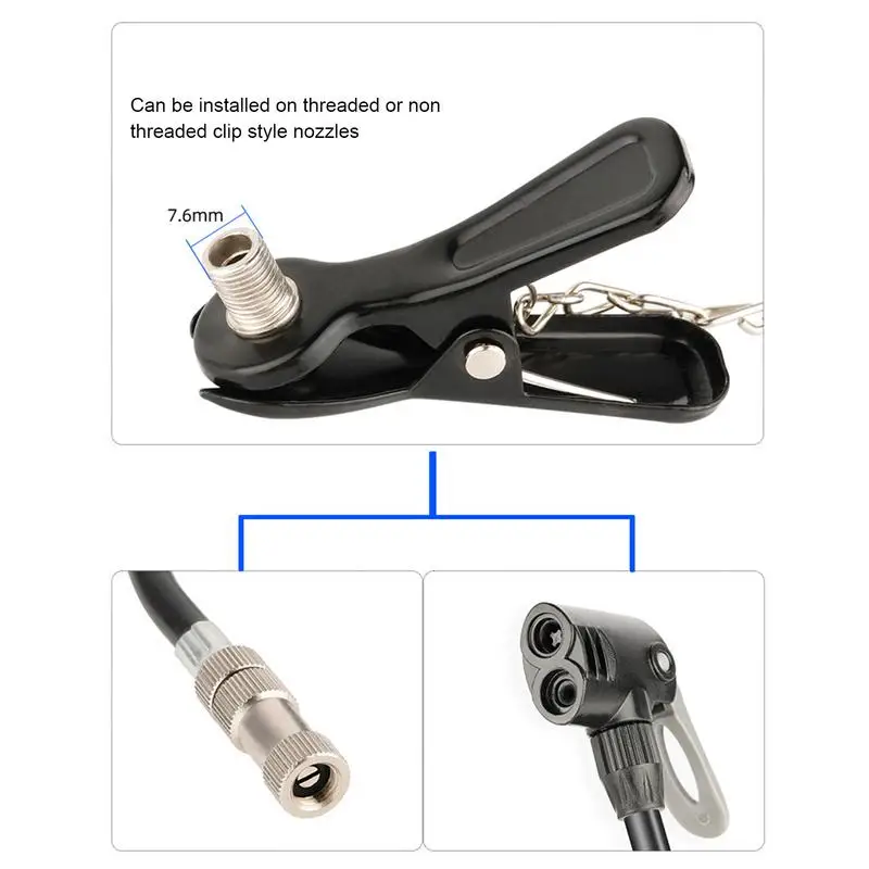 Inflador de neumáticos, Portabrocas de aire de bloqueo, boquilla de cabeza de bomba de bicicleta, adaptador de manguera, Conector de válvula de neumático