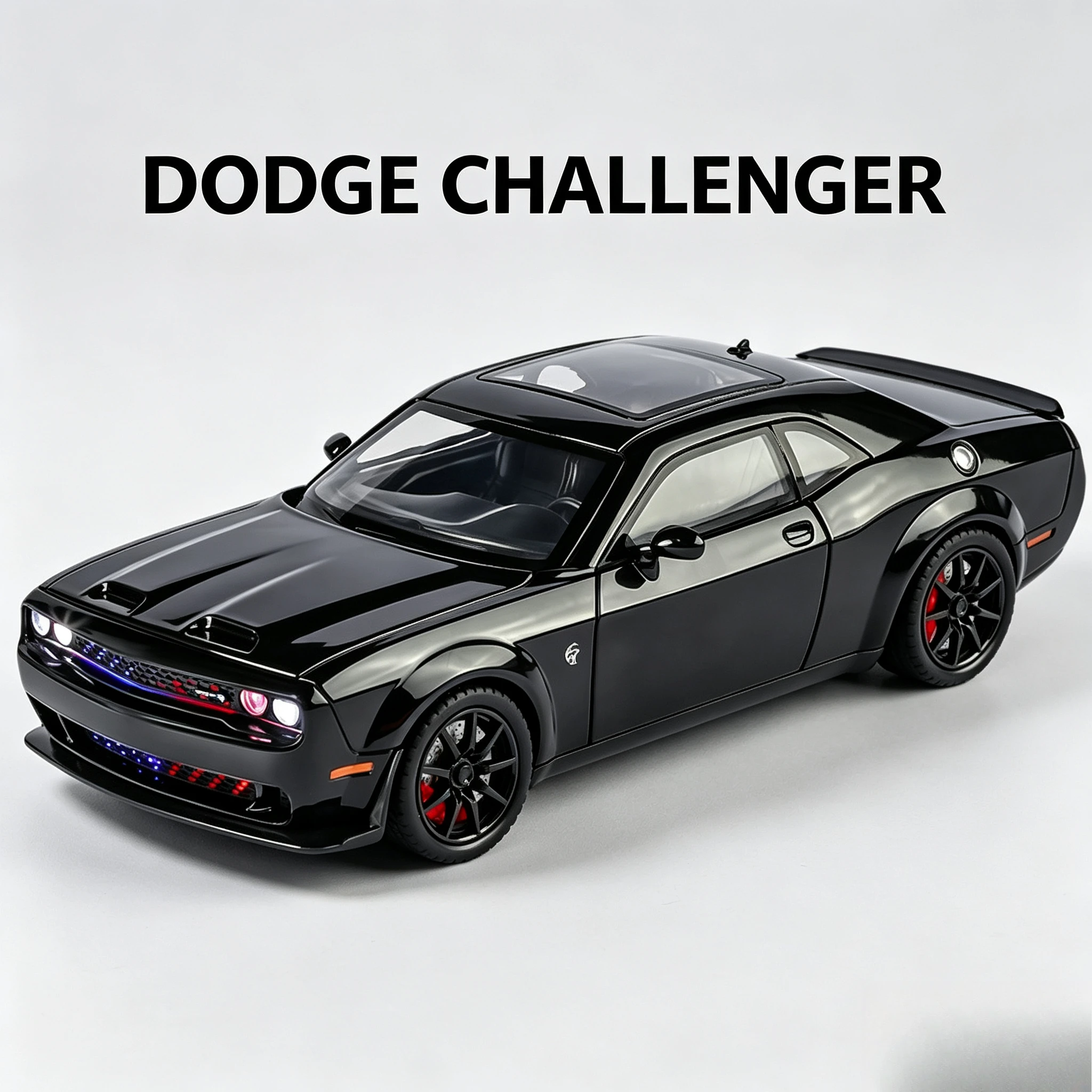 1:24 Challenger Hellcat Alloy Musle Car Model Diecasts Metal Sports Car Vehicles Model Sound Light Toy Ornament