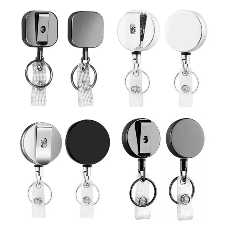 1pcs Retractable Badge Reel ID Card Lanyard Name Tag Metal Key Chain Ring Belt Clip Pull Keyring Id Badge Holder Badge Clip