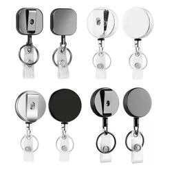 1 pz retrattile Badge Reel ID Card cordino nome Tag metallo portachiavi anello Clip da cintura tirare portachiavi Id Badge Holder Badge Clip