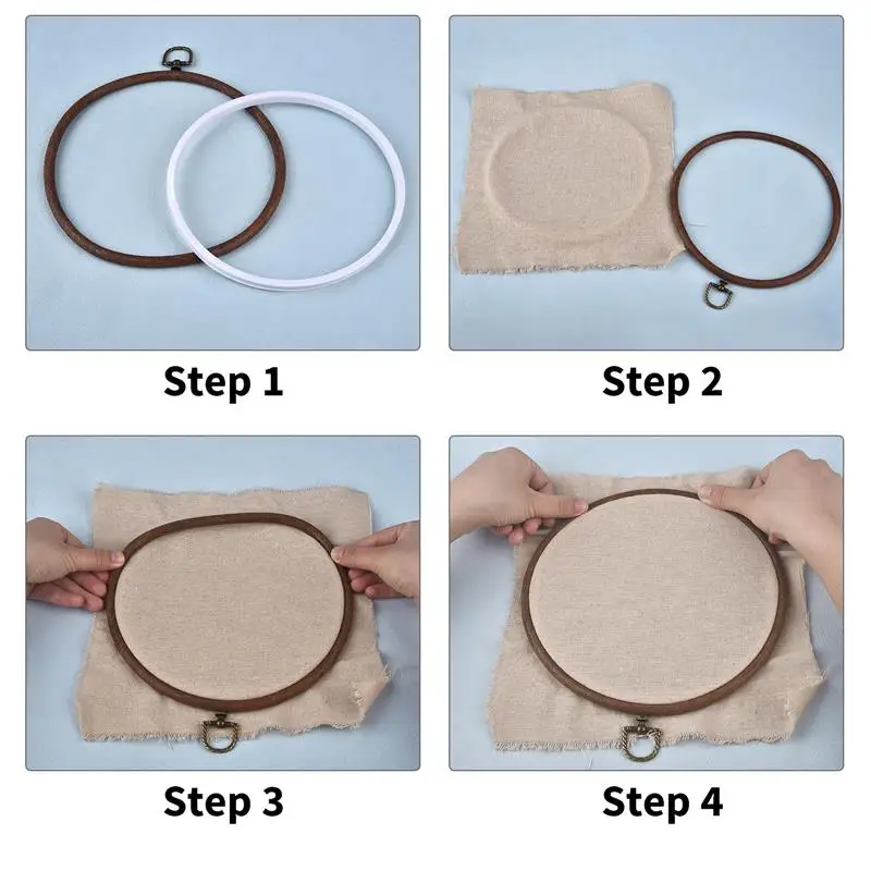 Sewing Tool Round Oval Wooden Color Embroidery Hoops Frame Set Plastic Embroidery Hoop Rings For DIY Cross Stitch Needle Craft