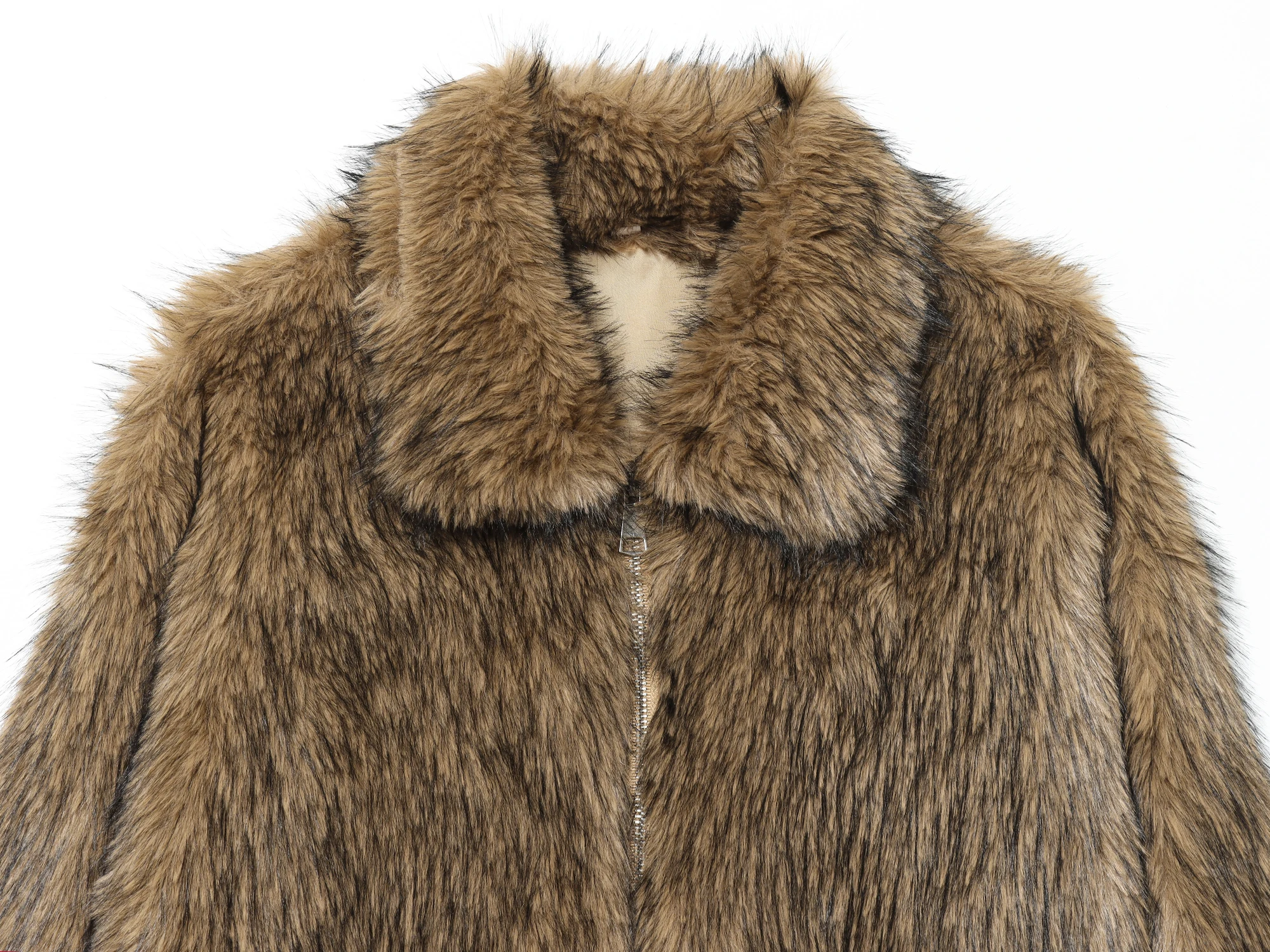 Frauen Licht Braun Winter Faux Pelz Mäntel Weibliche Chic Straße Gradienten Warme Pelzmantel Weibliche Mode Verdicken Luxus Oberbekleidung Kleiden