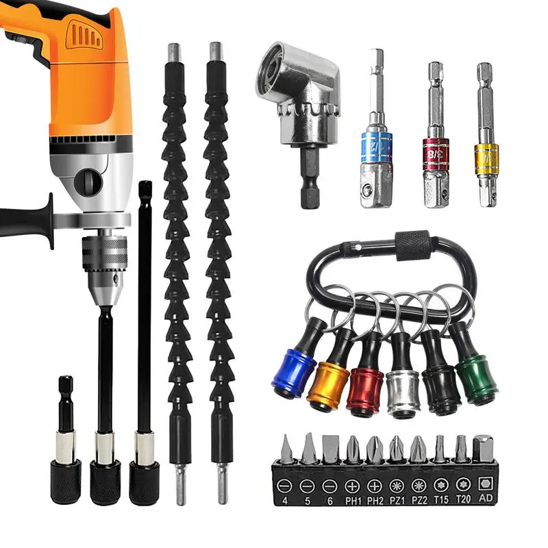 

Universal Extension Bit Holder 25pcs Flexible Shaft Extension Bits 105-degree Angle Drill Attachment For Screwdriver