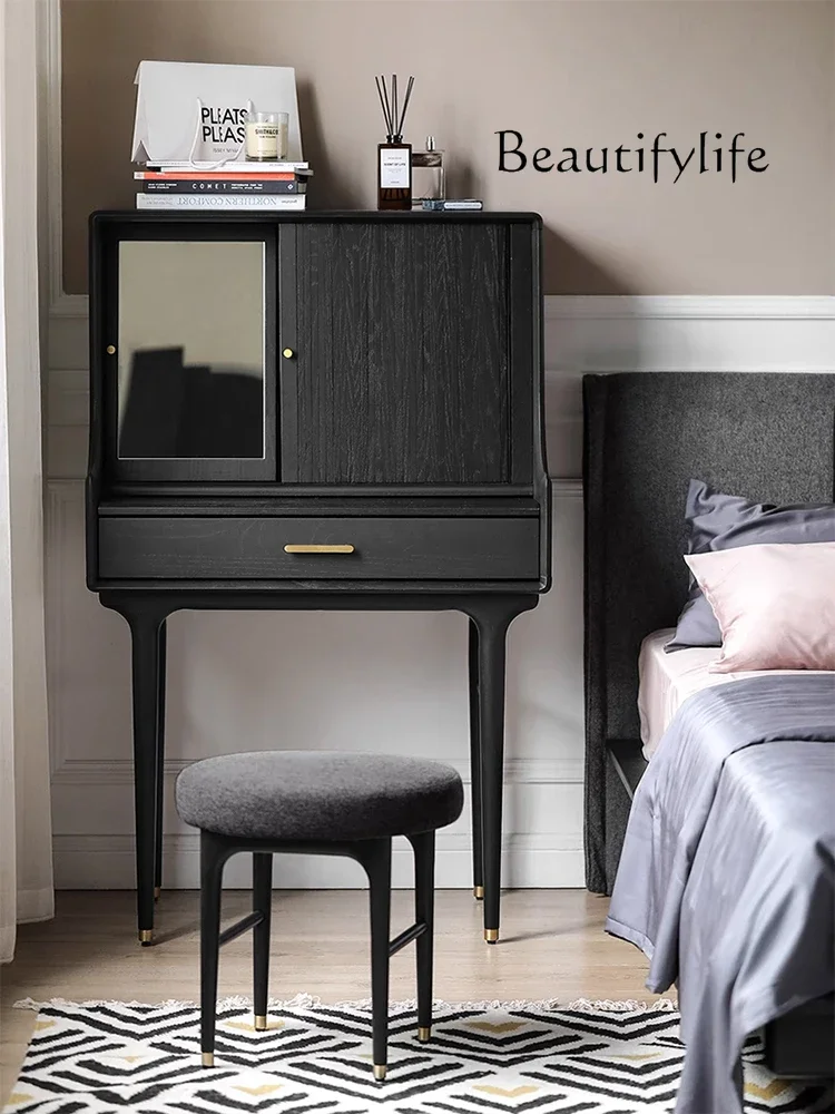 

Nordic Simple Small Apartment Solid Wood Dressing Table Red Oak Bedroom Storage Box Makeup Table