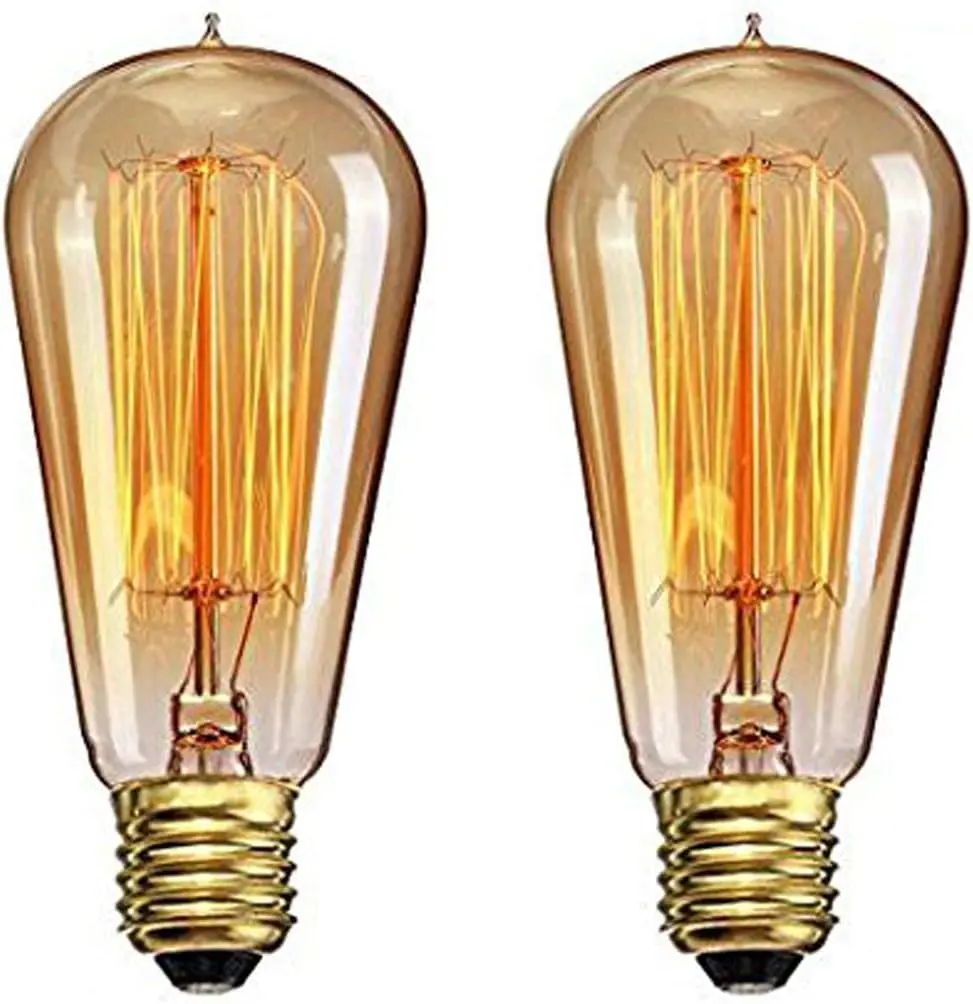 

Vintage Squirrel Cage Edison Bulbs - 2 Pack, 40W, E26/E27 Base, Dimmable, 110V-130V