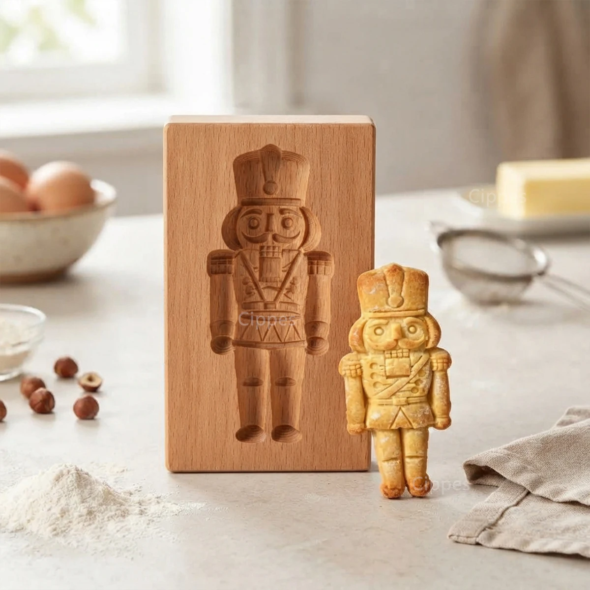 Wooden Speculaas Molds, Christmas DIY 3D Carved Embossed Biscuit Cutter Moulds, Springerle Molds, for Gingerbread, Festival Gift