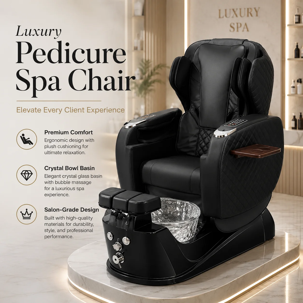 Factory Luxury Electric Pedicure Chair With Foot Basin Marble Base Customizable Manicure Spa Salon Beauty Couch Massage Sofa