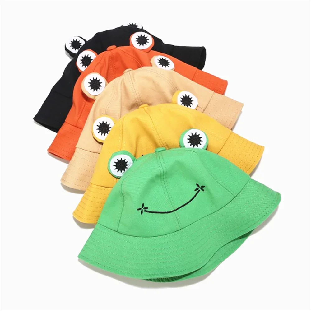 Cartoon Frog Bucket Hat Parent-Kid Matching Panama Fishing Cap Cute Froggy Outdoor Sun Hat