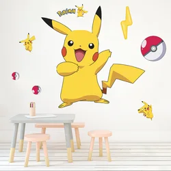 Pokemon Wall Stickers Anime Figure Pikachu Sticker Children Bedroom Kindergarten Wallpaper Deco PVC DIY Stickers Toys