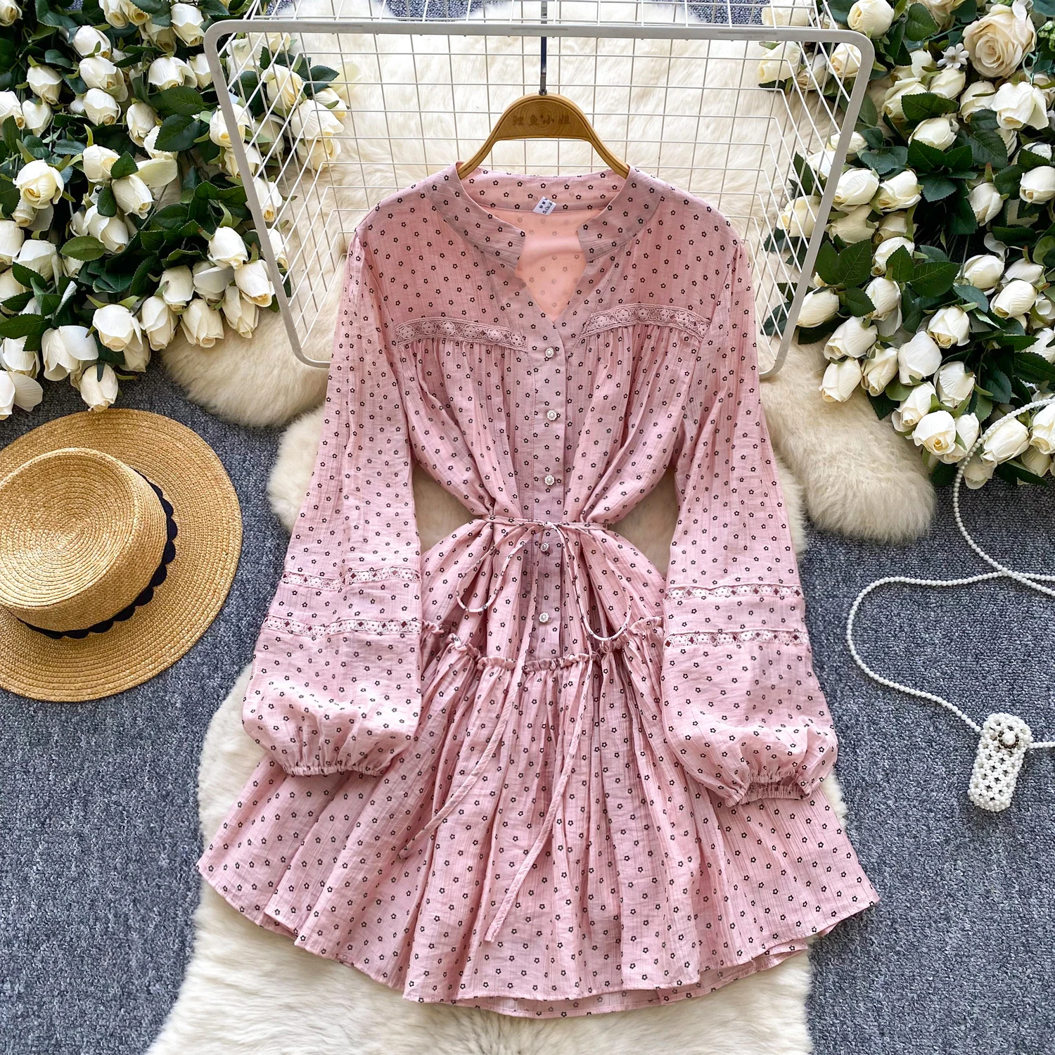 Elegancka sukienka w stylu vintage, seksowna, łączona, w kształcie litery A, w stylu koreańskim, w stylu boho, sukienka letnia, odzież damska.