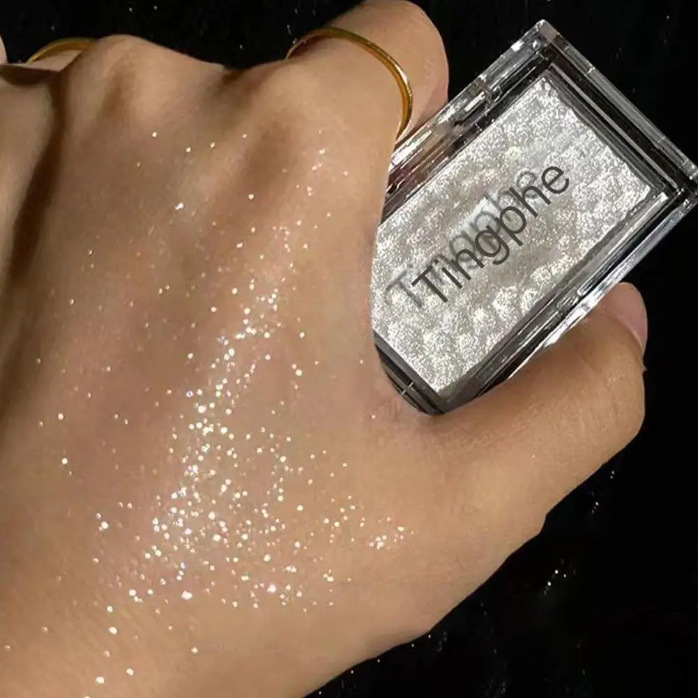 พาเลทอายแชโดว์สีมันฝรั่งกลิตเตอร์สีโมโนโครม ไฮไลท์เตอร์เนื้อแป้งสีธรรมชาติสำหรับการแต่งตาที่ละเอียดอ่อน เพิ่มความกระจ่างใสแบบเพชร