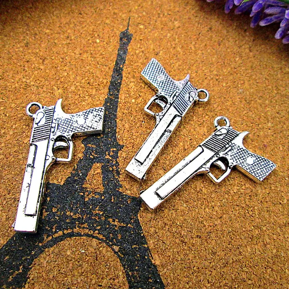 

24pcs/lot--35x20mm Ref Gun Charms For Jewelry Making DIY Findings Antique Silver Color Alloy Pendants