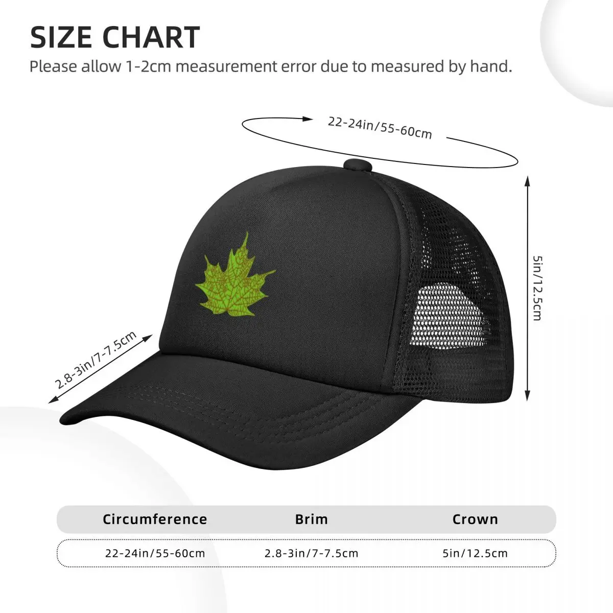 Green Maple Leaf Baseball Cap Golf Cap Golf Hat Thermal Visor Girl'S Hats Men's