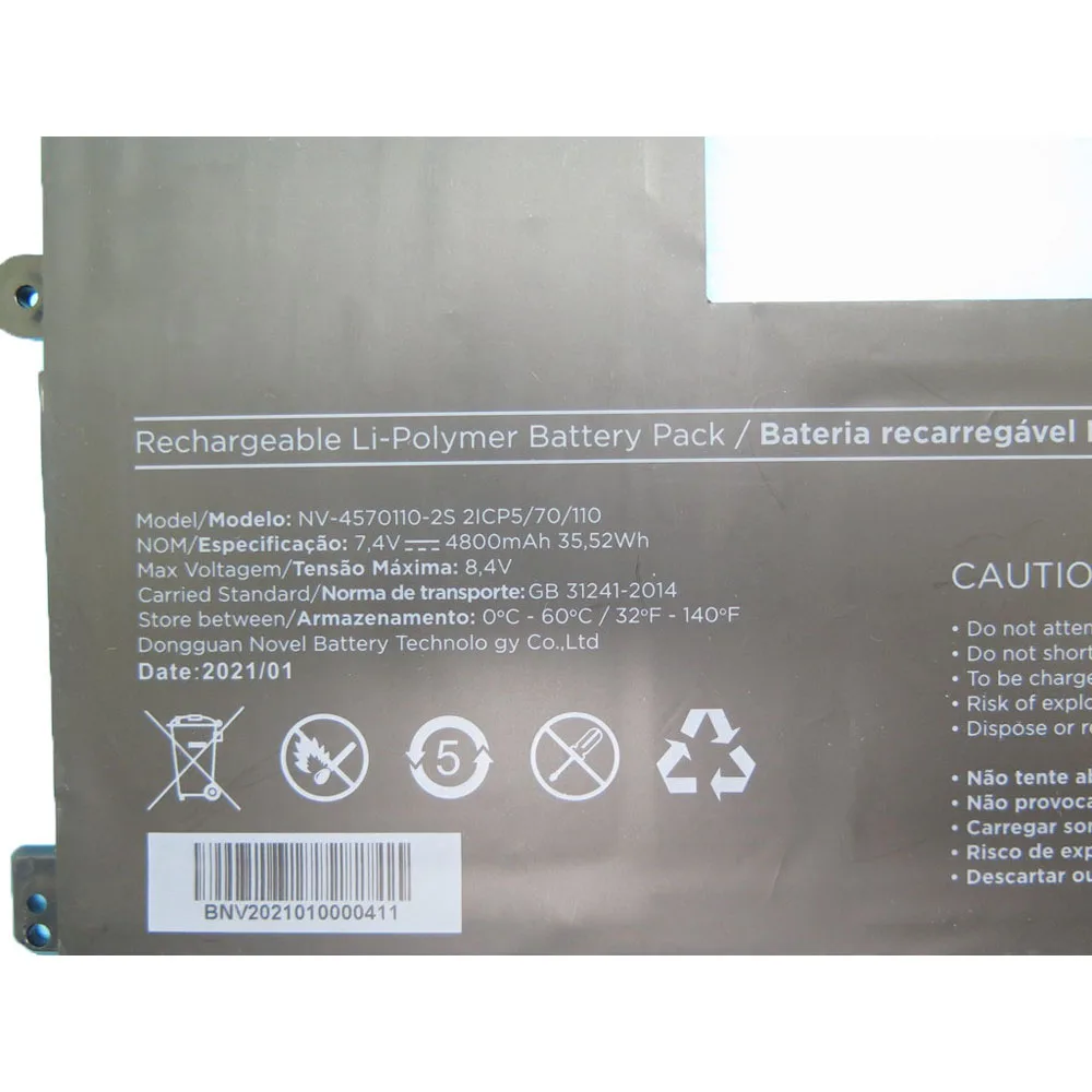 Laptop Battery For NV-4570110-2S 7.4V 4800mAh 35.52Wh 10PIN 7Lines New For Positivo Motion C14 C41TC C41TCI C41TD C41TDI C4500C