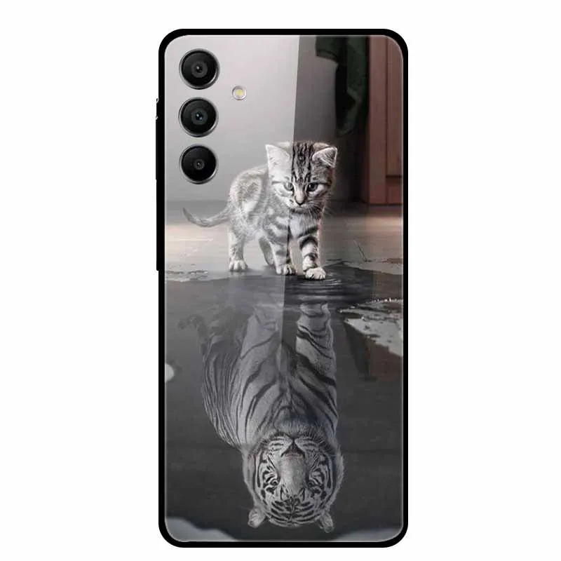 Luxury Case For Samsung A15 4G 5G Tempered Glass Cover For Samsung Galaxy A25 A55 5G Phone Cases Fashion Wolf Protective fundas