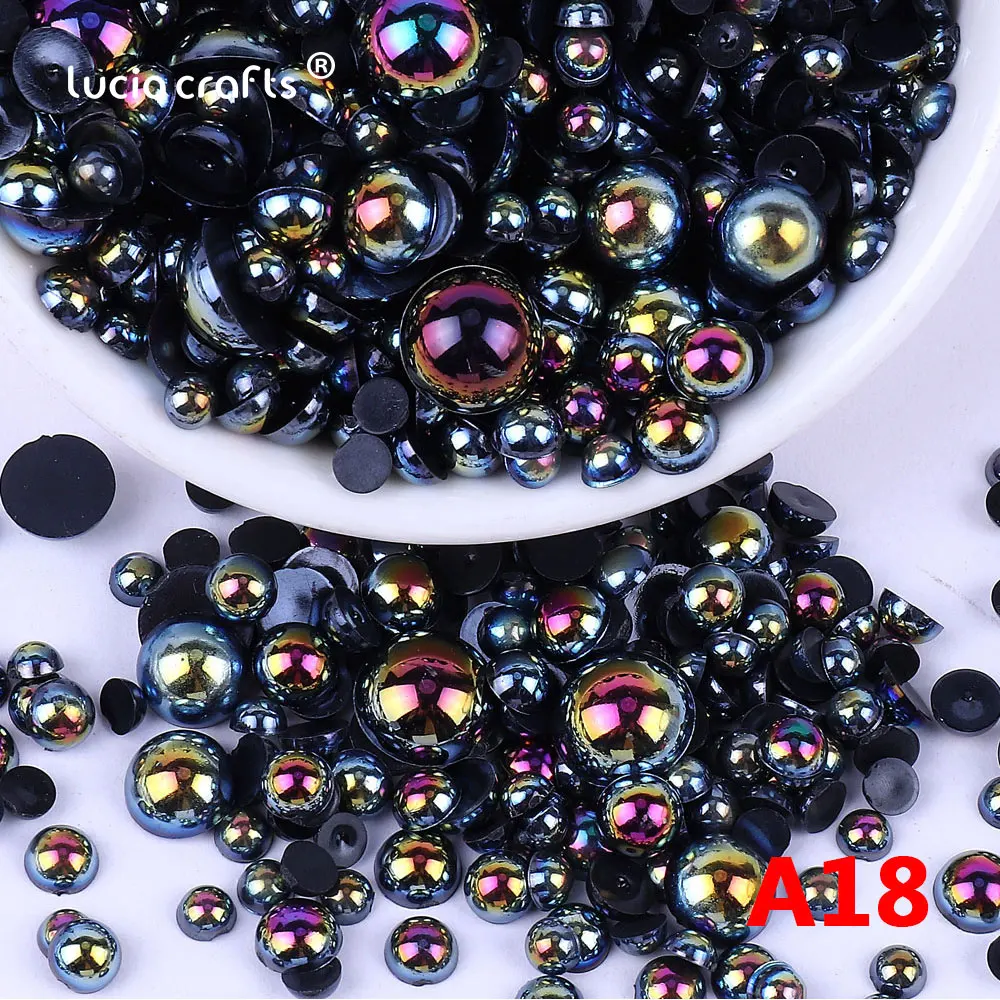 Random Mix 3-10mm AB Color Half Round ABS Beads Imitation Pearl  Flatback Beads For DIY Nail Decor Jewelry Making