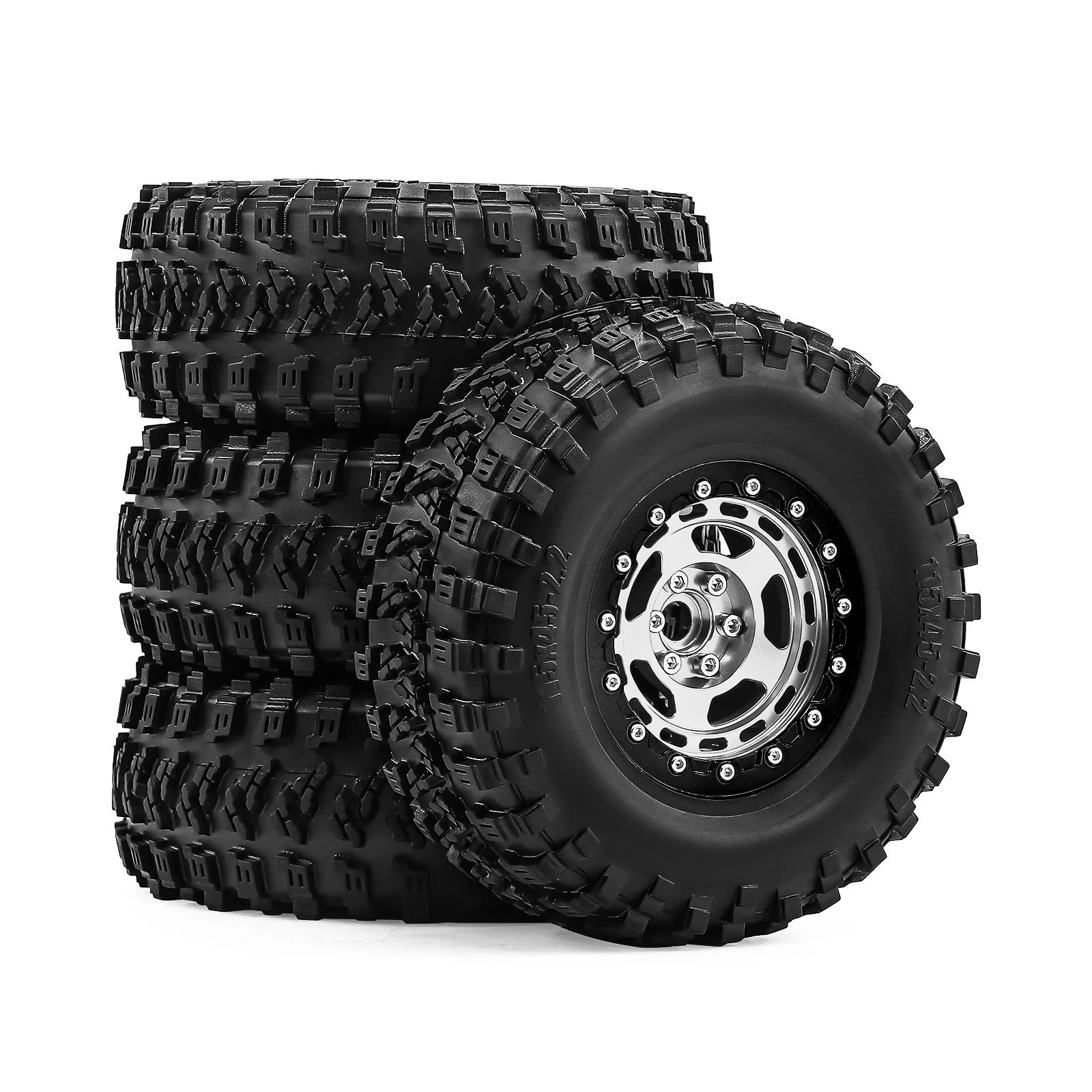 2.2-inch Rims with 115mm Tires Suitable for 1/10 and 1/8 Scale SCX10 TRX4 H8H 4083 CROSS W336 Remote Control Crawler