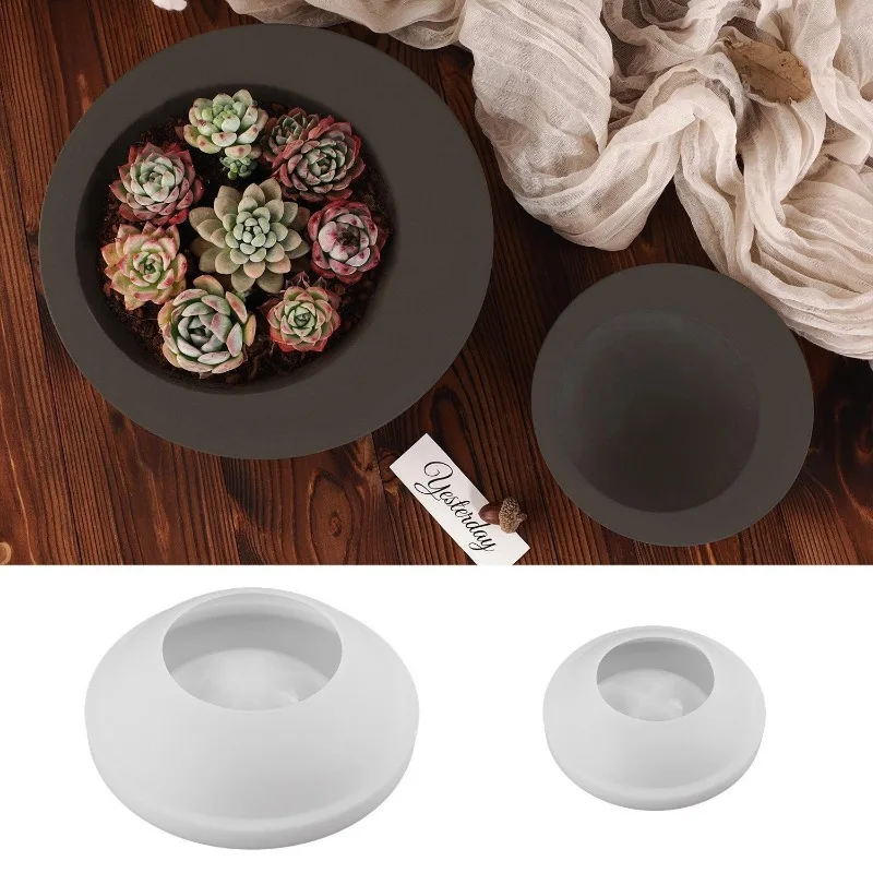 Round Flower Pot Epoxy Resin Silicone Mold Succulent Flowerpot Eggshell Candle Cup Storage Jar DIY Concrete Cement Planter Mould