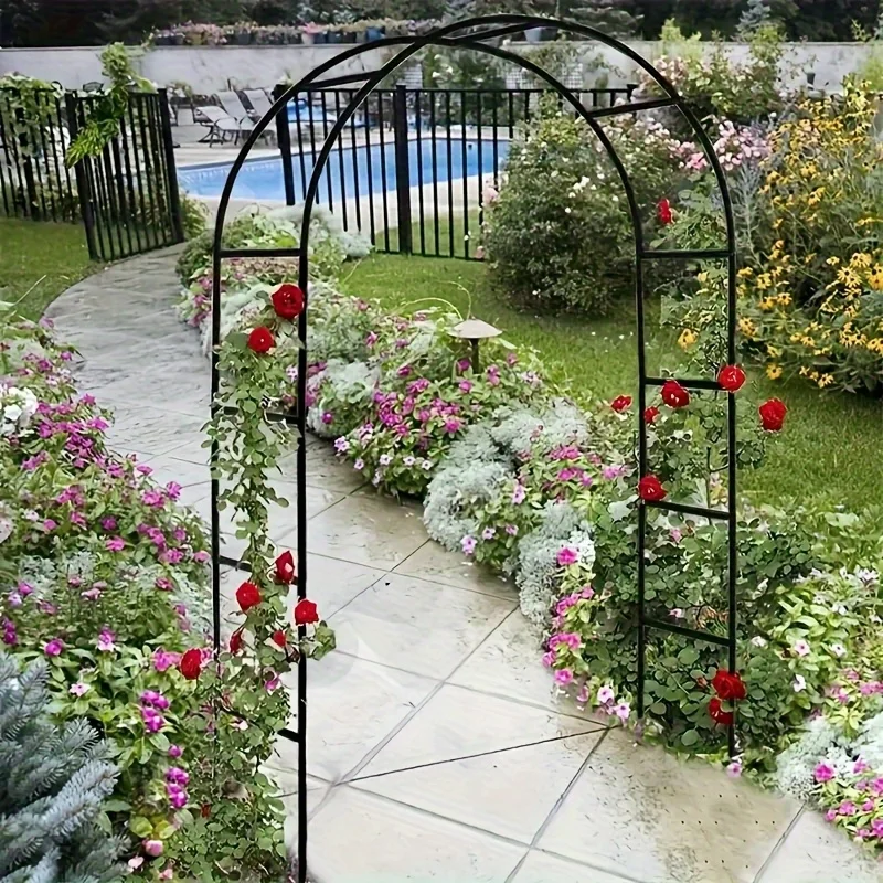 Arche de jardin en métal, structure en fer robuste et haute, pavillon de cour, support pour plantes grimpantes et roses, décoration de mariage, support à fleurs