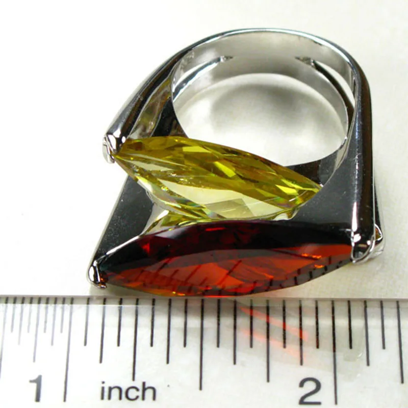 Huge Garnet Yellow Crystal Zircon 925 Sterling Silver Ring Size 6 7 8 9 10 R95 Women Fashion Jewelry Gifts Rings